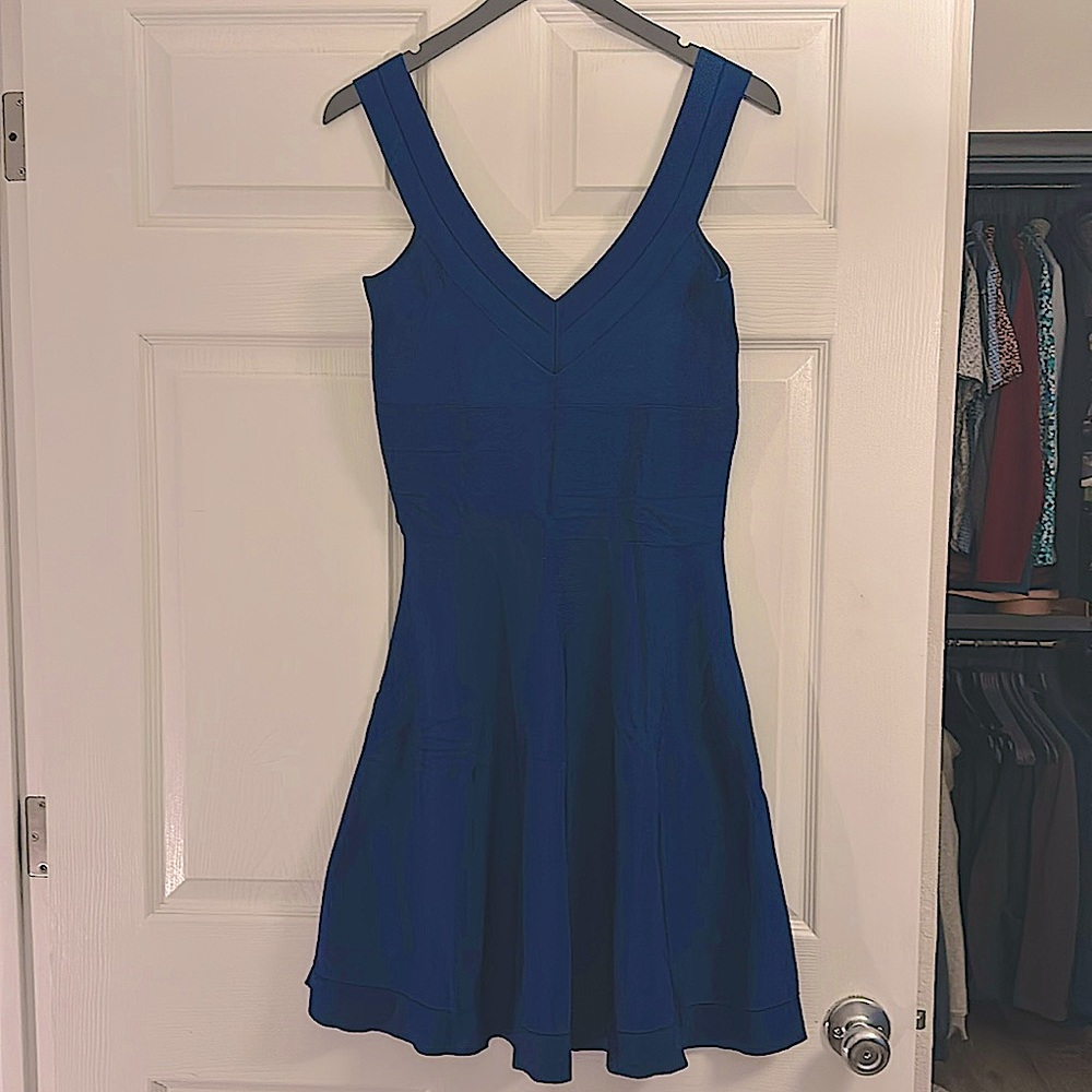 Armani Exchange Blue Stretch Mini Dress